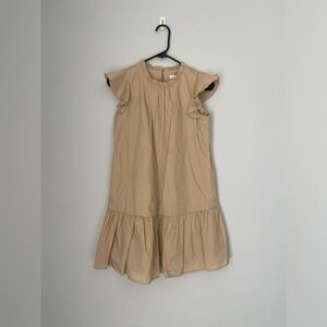 GB girls Dress taupe coffee brown sz 12/14 ruffle lined school uniform neutral